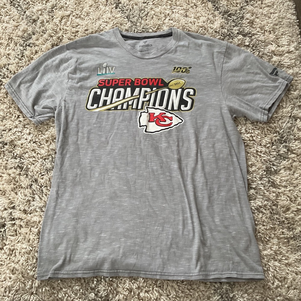 KC‎ Chiefs Super Bowl LIV Champions T Shirt Large Gray